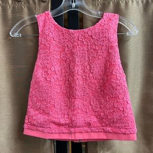 Cropped Pink Lace Top - Size S
